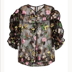 H&M sheer black and floral top